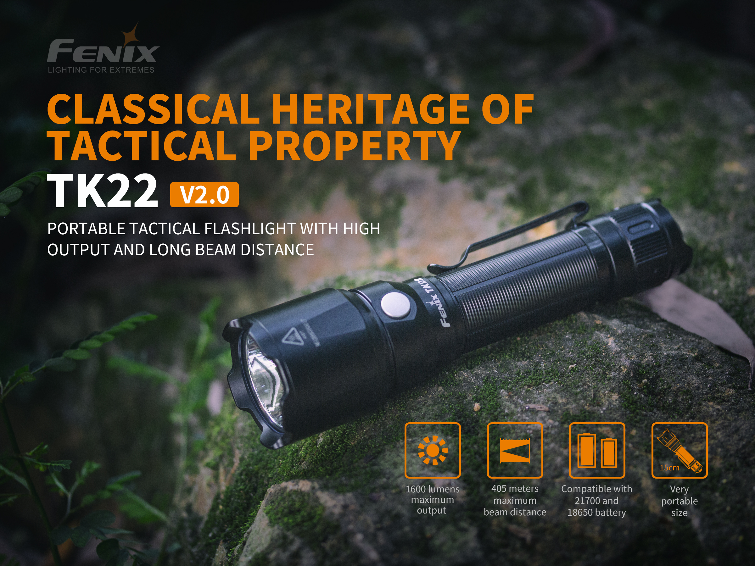 Fenix TK22 V2.0 Luminus SST40 LED Tactical Flashlight Torch+3500mAh USB ...