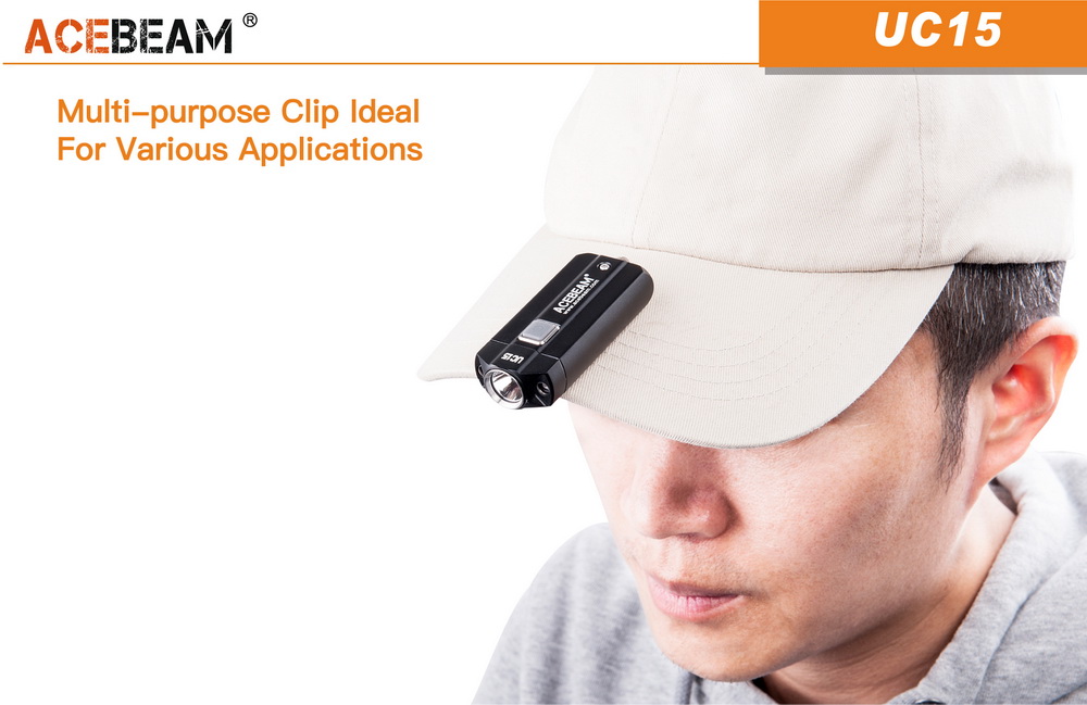 Acebeam UC15 Keychain light Cree XPL HI LED 1000Lm w//2x 10440 Batteries Black