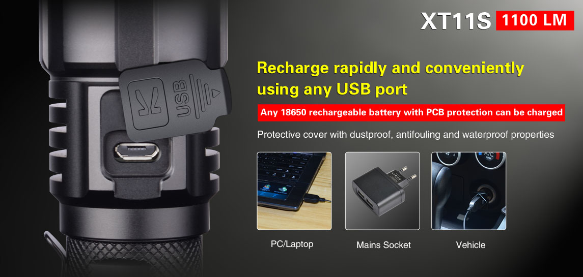 Klarus XT11S CREE XP-l Hi V3 LED USB Ricaricabile Torcia Elettrica